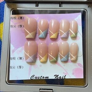 Colorful Geometric Press-On Nails